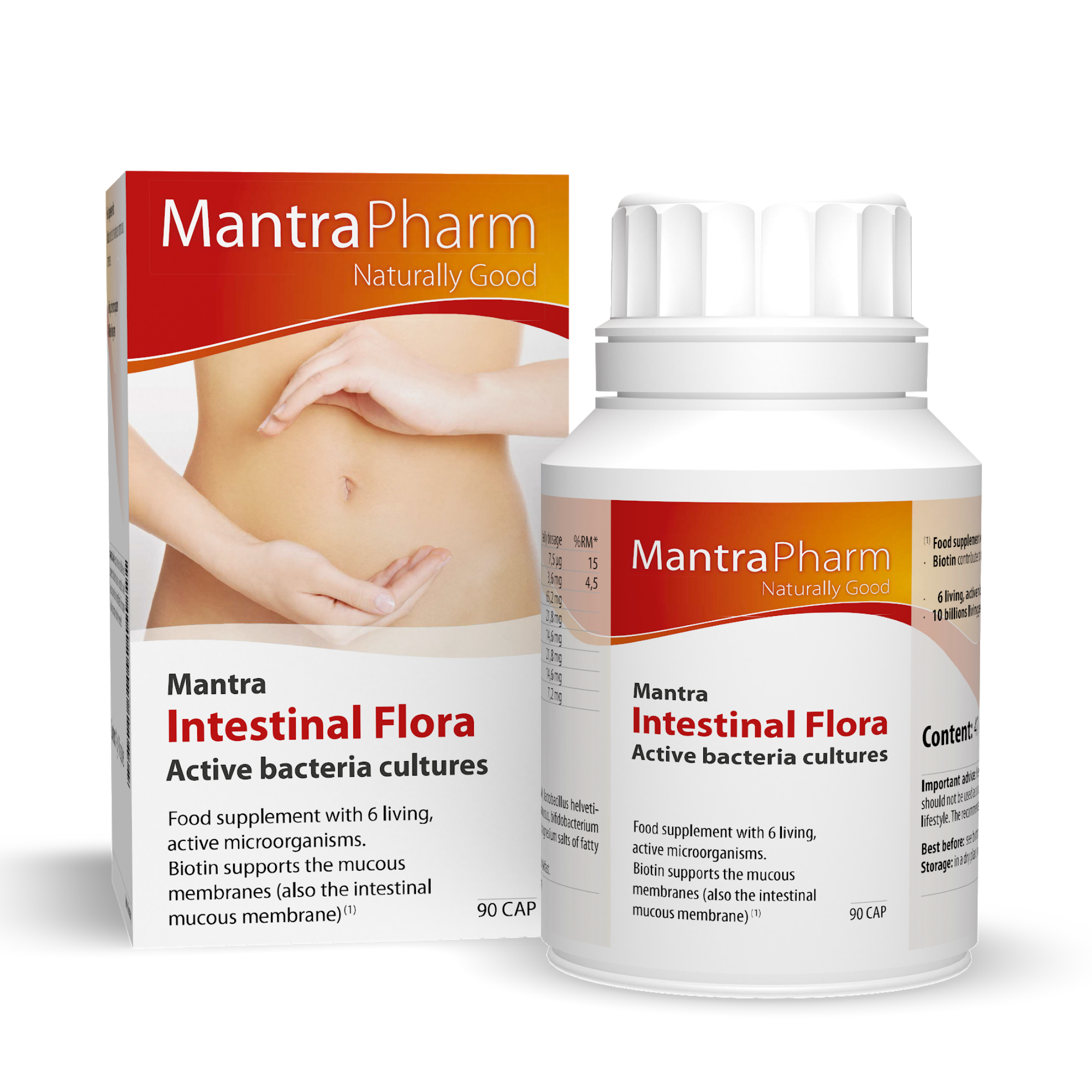 Mantra Intestinal Floral | Food Supplement with: Biotin contributes to the maintenance of normal mucous membranes.  6 living,active microorganisms 10 billions living germs